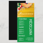 menu du dîner au restaurant mexicain bar (Devant / Derrière)
