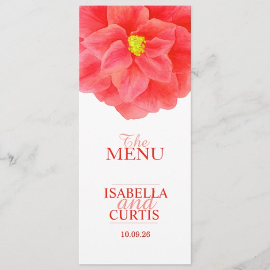 Menu du dîner Camellia rouge mariage (Devant)
