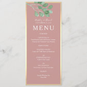 Menu du dîner de mariage botanique Rose Poussiéreu (Devant)