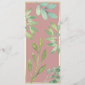 Menu du dîner de mariage botanique Rose Poussiéreu (Dos)