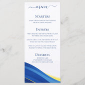 Menu du dîner de mariage et du bar Bleu et Jaune (Devant)