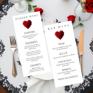 Menu du dîner de mariage et du bar - Roses rouges