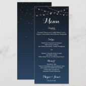 Menu du dîner de mariage rustique sous les étoiles (Devant / Derrière)