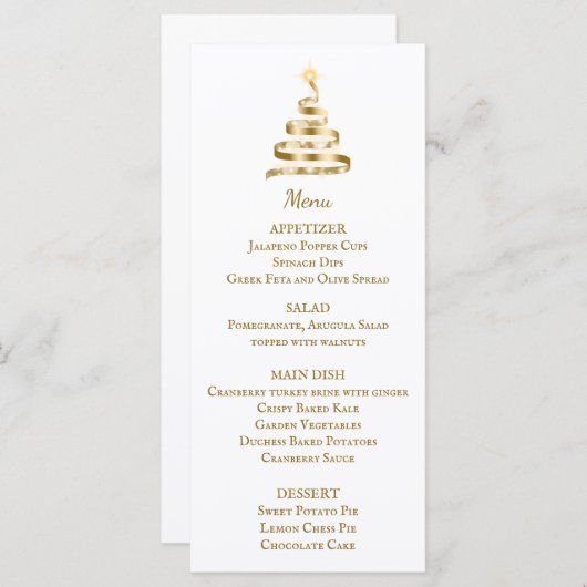 Menu du dîner de Noël (Devant / Derrière)