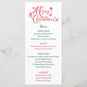 Menu du dîner de Noël