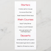 Menu du dîner de Noël du Père Noël (Dos)