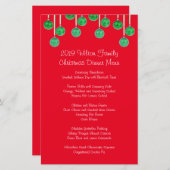 Menu du dîner de Noël familial Keepsaké (Devant / Derrière)