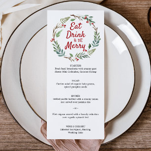 Menu du dîner de Noël Mangez Buvez et soyez Joyeux