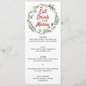 Menu du dîner de Noël Mangez Buvez et soyez Joyeux (Devant)