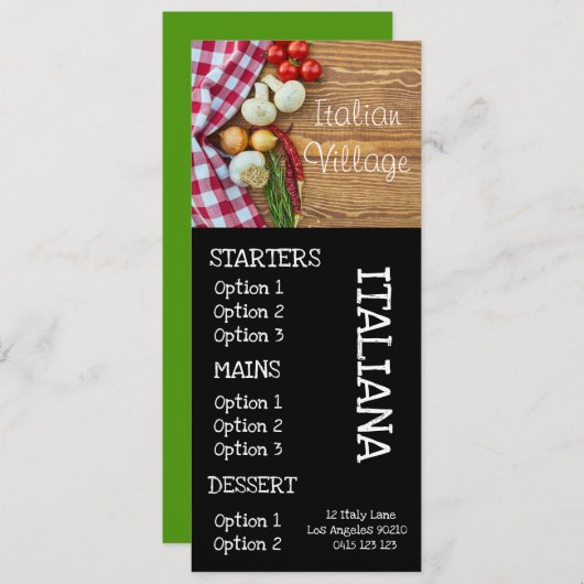 menu du dîner de pizza de restaurant italien (Devant / Derrière)