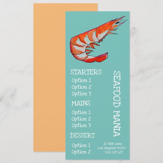 Menu du dîner de poissons du restaurant de fruits (Devant / Derrière)