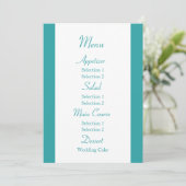 Menu du dîner de réception de mariage bleu et vert (Debout devant)