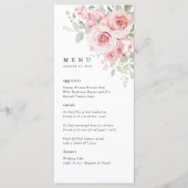 Menu du dîner de réception de mariage floral Rose (Devant)