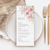 Menu du dîner de réception de mariage floral Rose