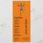 Menu du dîner de restaurant africain (Devant)