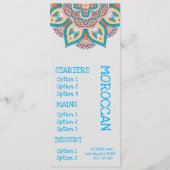 menu du dîner de restaurant marocain (Devant)