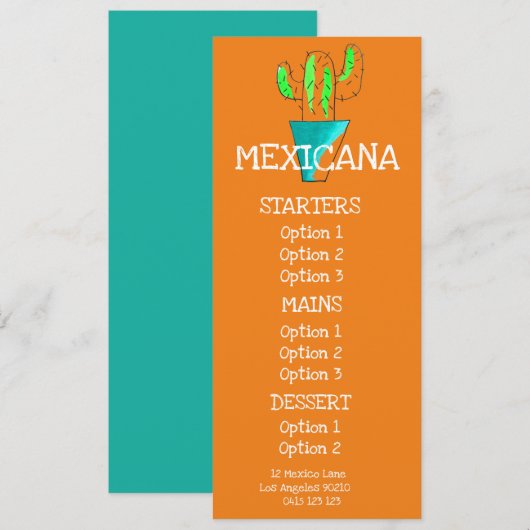 menu du dîner de restaurant mexicain (Devant / Derrière)