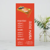 Menu du dîner de sushi du restaurant japonais Sush (Debout devant)