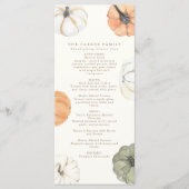 Menu du dîner de Thanksgiving citrouille (Devant)