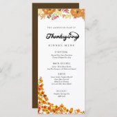 Menu du dîner de Thanksgiving citrouille (Devant / Derrière)