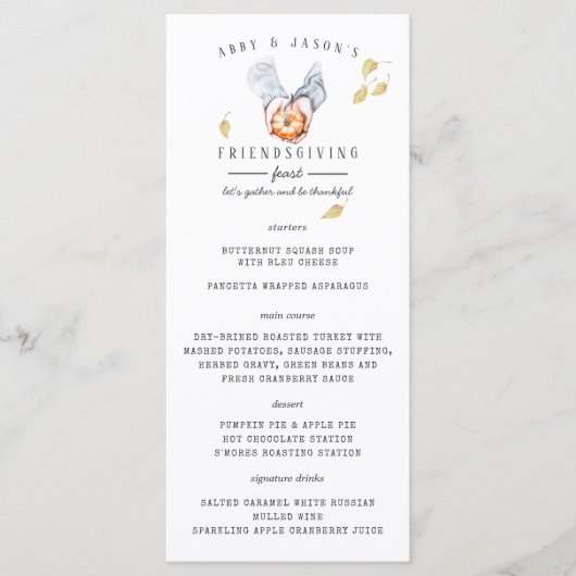 Menu du dîner de Thanksgiving et Friendsgiving (Devant)