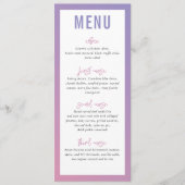 MENU DU DÎNER dégradé ombré rose violet étoile mod (Devant)