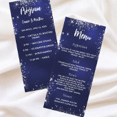 Menu du dîner du programme de mariage bleu marine 