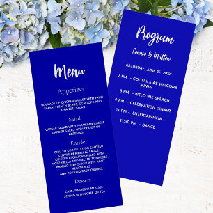 Menu du dîner du programme de mariage bleu royal b