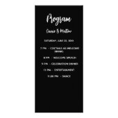 Menu du dîner du programme de mariage noir blanc (Devant)