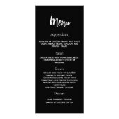 Menu du dîner du programme de mariage noir blanc (Dos)