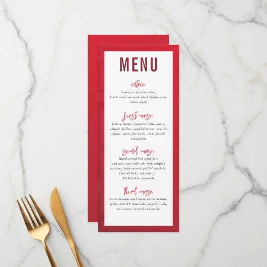 MENU DU DÎNER étoile moderne rouge dégradé de Bour (Devant/Arrière en situation)