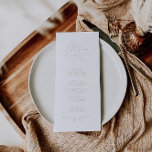 Menu du dîner Gold Classic Minimalist<br><div class="desc">Cette carte de menu à la décoration minimaliste et chic et dorée est parfaite pour un mariage rustique. Le design sobre et élégant présente une typographie de script classique et sophistiquée en or. Ce menu peut être utilisé pour une réception de mariage, un dîner de répétition, une douche nuptiale ou...</div>