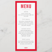 MENU DU DÎNER grille métallique moderne rouge noir (Devant)