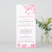 Menu du dîner mariage à fleurs rose gris modèle (Debout devant)