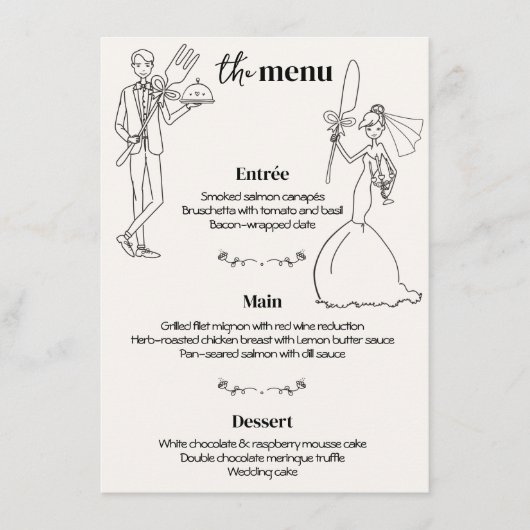 Menu du dîner Mariage à main (Devant)