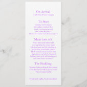 Menu du dîner mariage au delphinium violet (Dos)