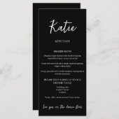 Menu du dîner mariage avec nom de salon (Devant / Derrière)