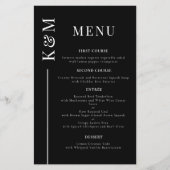 Menu du dîner Mariage Black Clean Line (Devant)