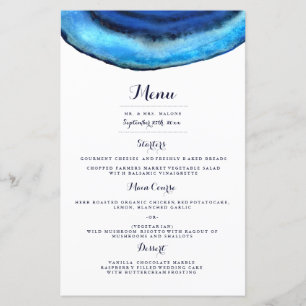 Menu du dîner Mariage Blue Agate