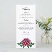 Menu du dîner mariage bordeaux. Dahlias, soirée me (Debout devant)