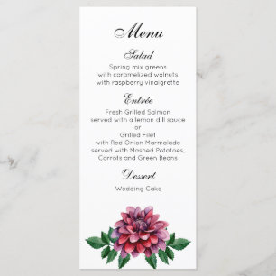 Menu du dîner mariage bordeaux. Dahlias, soirée me