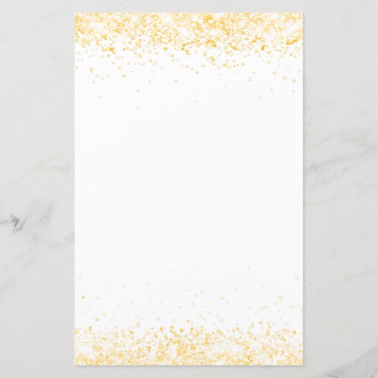 Menu du dîner mariage confetti d'or blanc (Dos)