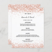 Menu du dîner mariage confetti d'or rose blanche (Devant / Derrière)