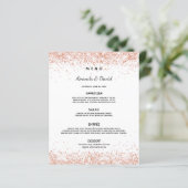 Menu du dîner mariage confetti d'or rose blanche (Debout devant)