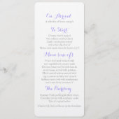 Menu du dîner mariage de creeper de pommes de terr (Dos)