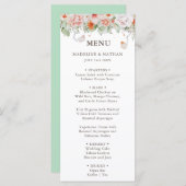 Menu du dîner Mariage de Pêche et de Flore Blanche (Devant / Derrière)