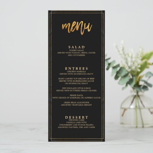 Menu du dîner mariage GLAM MODERNE (Debout devant)