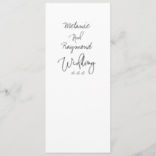 Menu du dîner Mariage manuscrit (Dos)