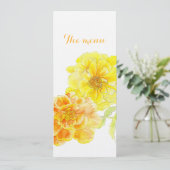 Menu du dîner mariage Marigolds art stylisé (Debout devant)