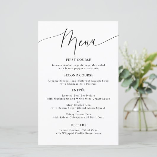 Menu du dîner Mariage minimal (Debout devant)